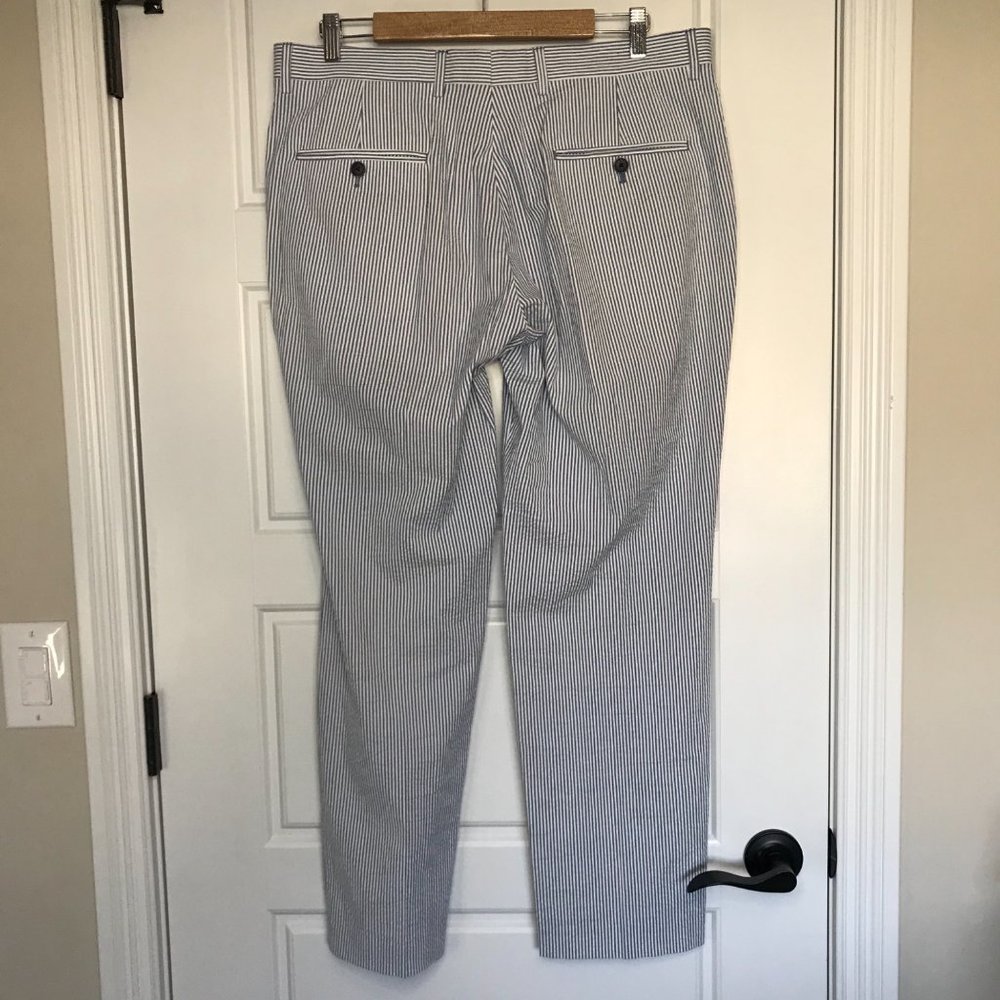 Tommy Hilfiger Mens Seersucker Dress Pants Blue White Striped Cotton Blend 36X30 - Picture 3 of 8